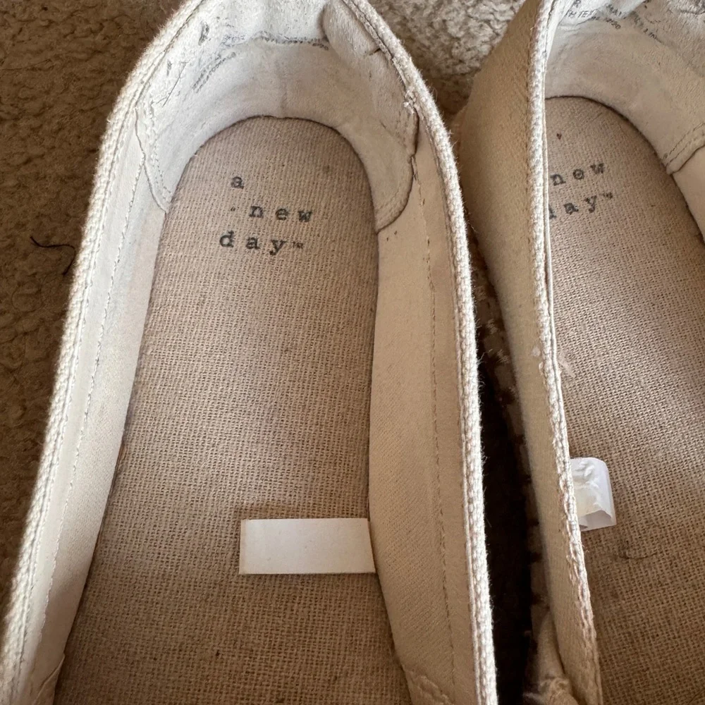 Target's  Women's A New Day cream colored black tip espadrilles